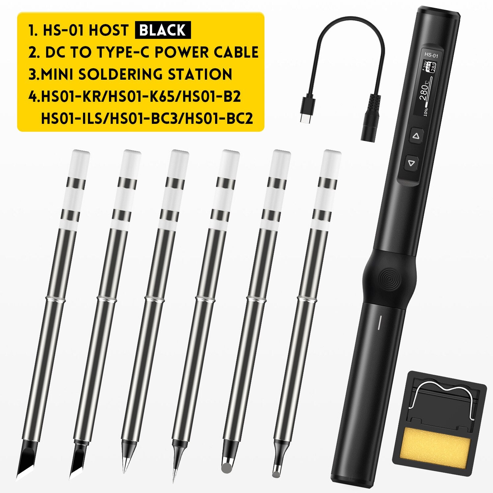 FNIRSI HS-01 Smart Electric Soldering Iron PD Adjustable Constant Temperature Fast Heat Portable Soldering Iron Station Kit 65W - DJVWellnessandPets