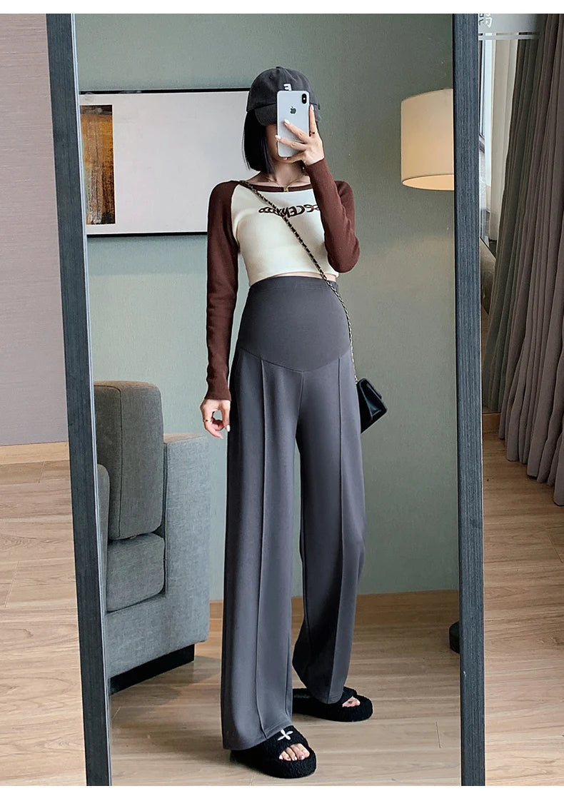 Maternity Long Straight Pants Wide Leg