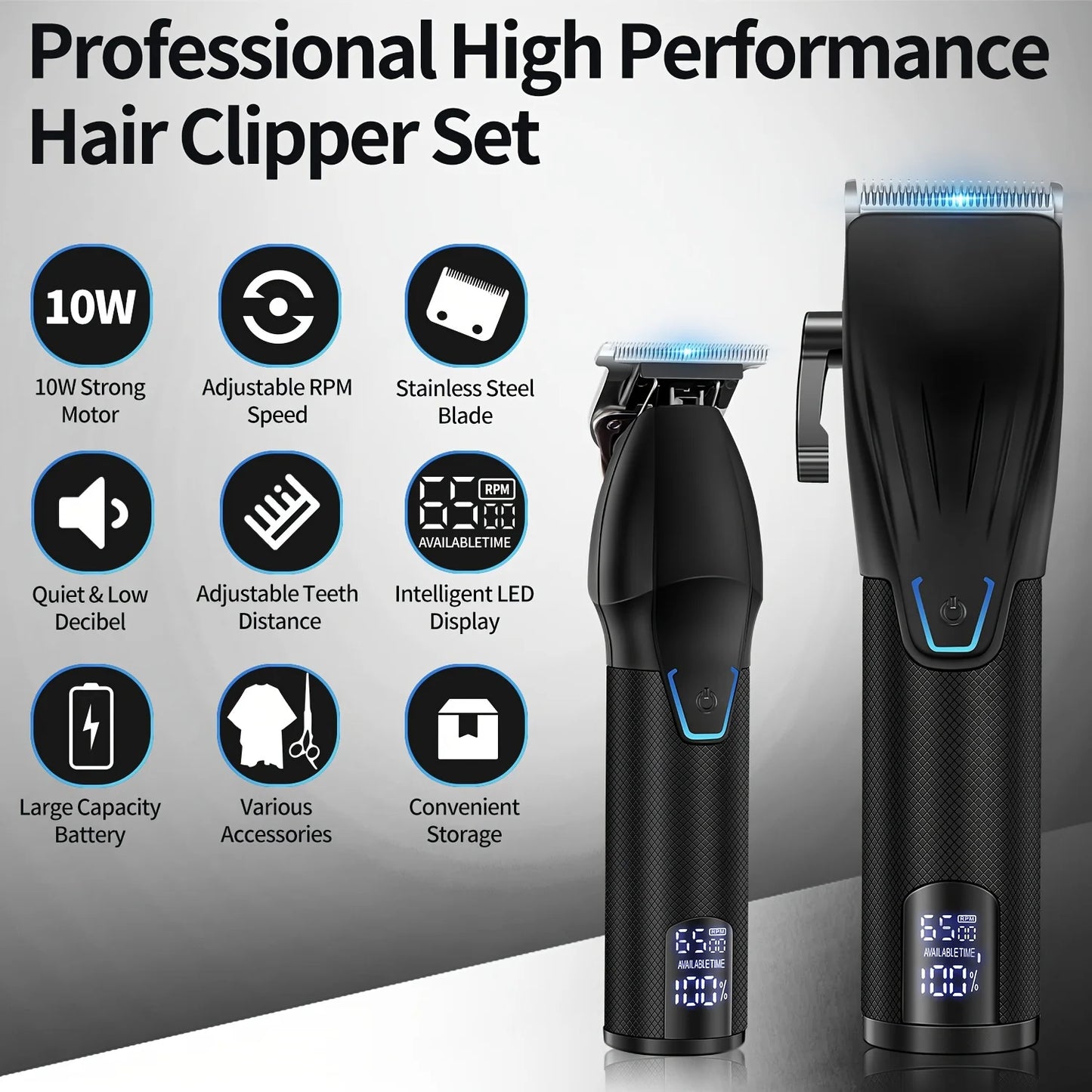 Professional Hair Clippers and Trimmer Kit