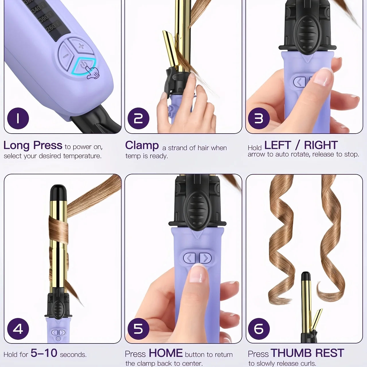 1-Inch Automatic Rotating Curling Iron Self-Spinning Styler