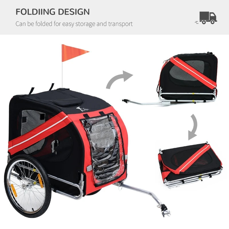 Pet Stroller Bicycle Trailer w/Red Safety Sign