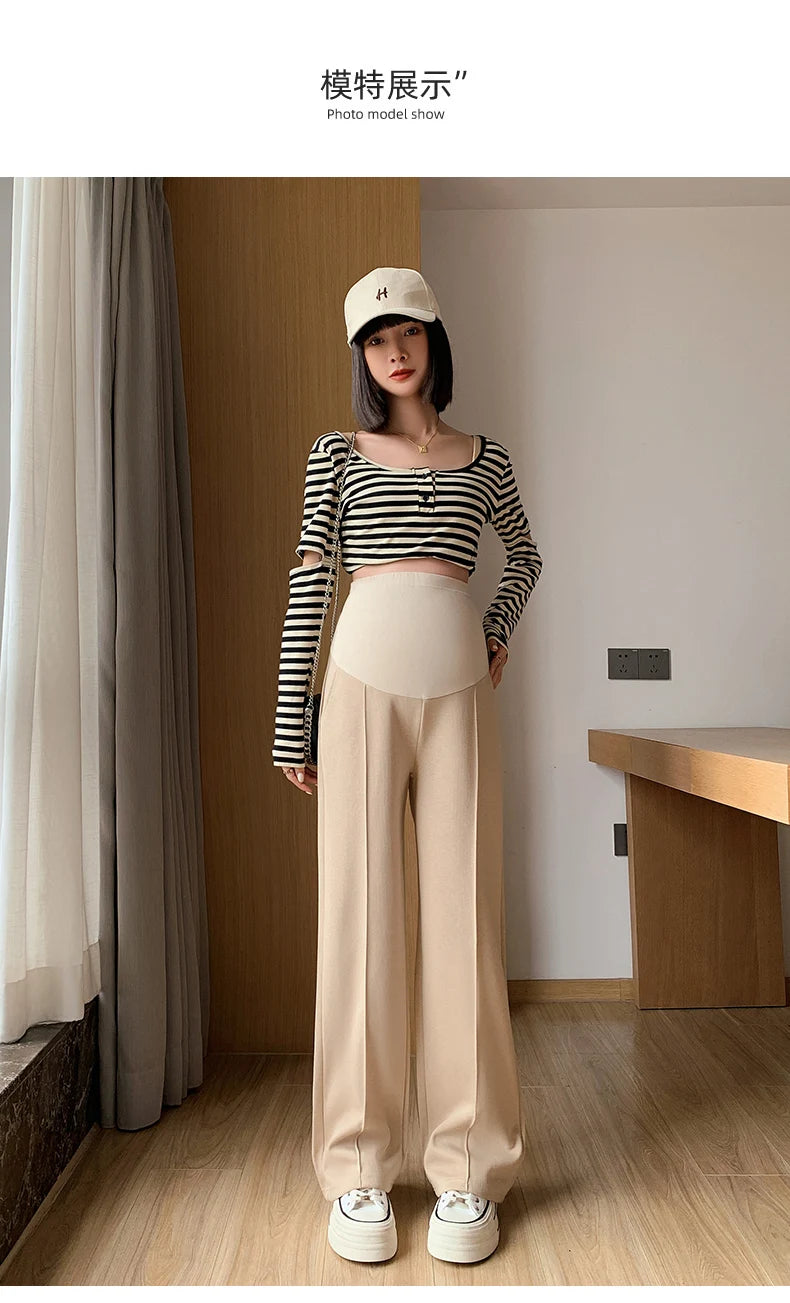 Maternity Long Straight Pants Wide Leg