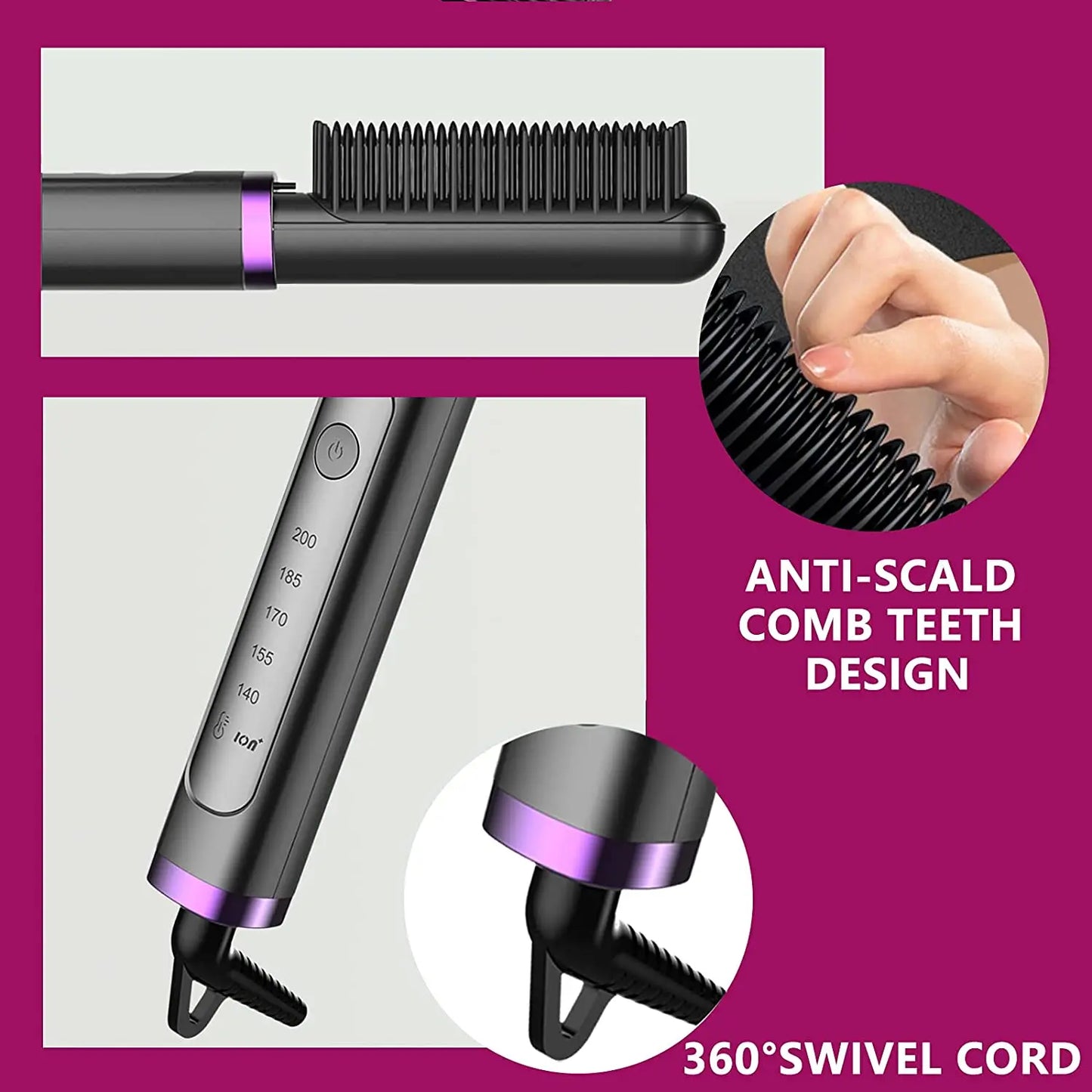 Electric Hair Straightener Hot Comb Brush