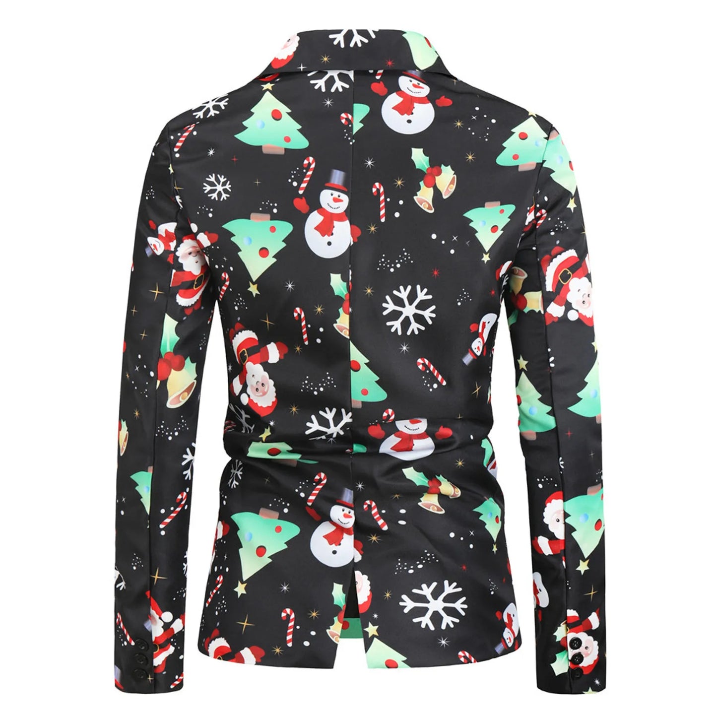 Christmas Suit Santa Printed Lapel Warm Winter Blazer