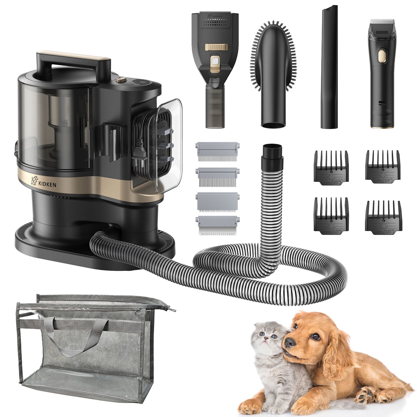 Pet Grooming Kit Vacuum Suction 99% Dog Clipper Hair Professional Grooming Clippers With 5 Grooming Tools For Cats And Animals