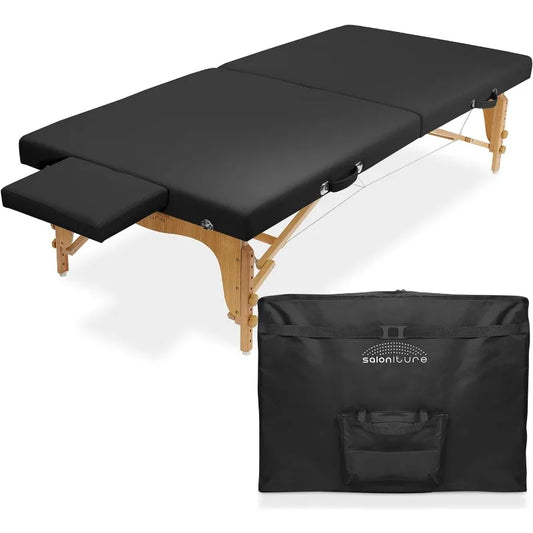 Portable Physical Therapy Massage Table - Low to Ground Stretching Treatment Mat Platform - Black