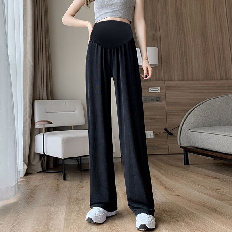 Pregnant Women's Trousers, Cool and Thin In Summer, Fashionable and New Loose Ice Silk Casual Pants, Wide Leg Pants