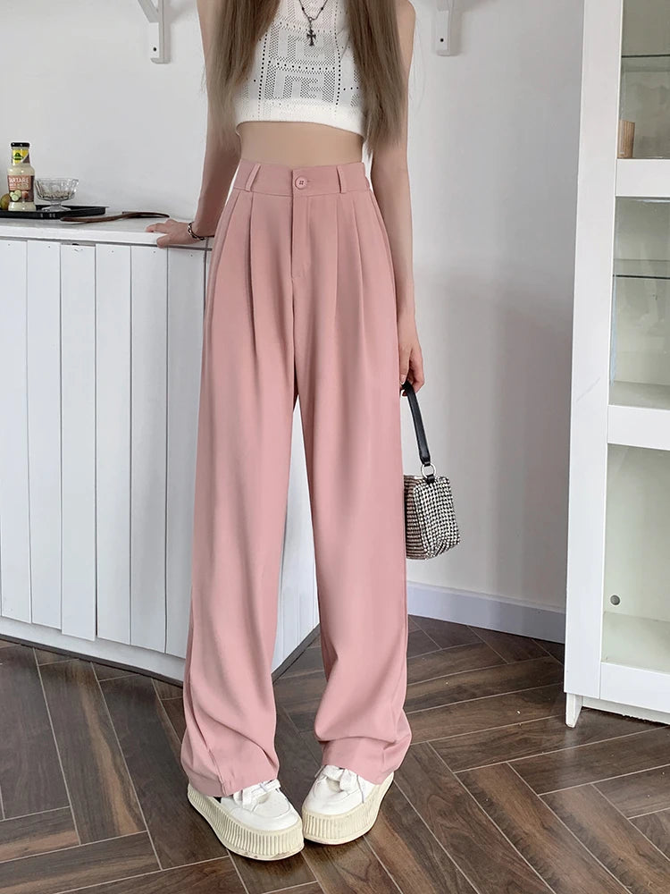 Suit Pants Elastic Waist Slimming Casual