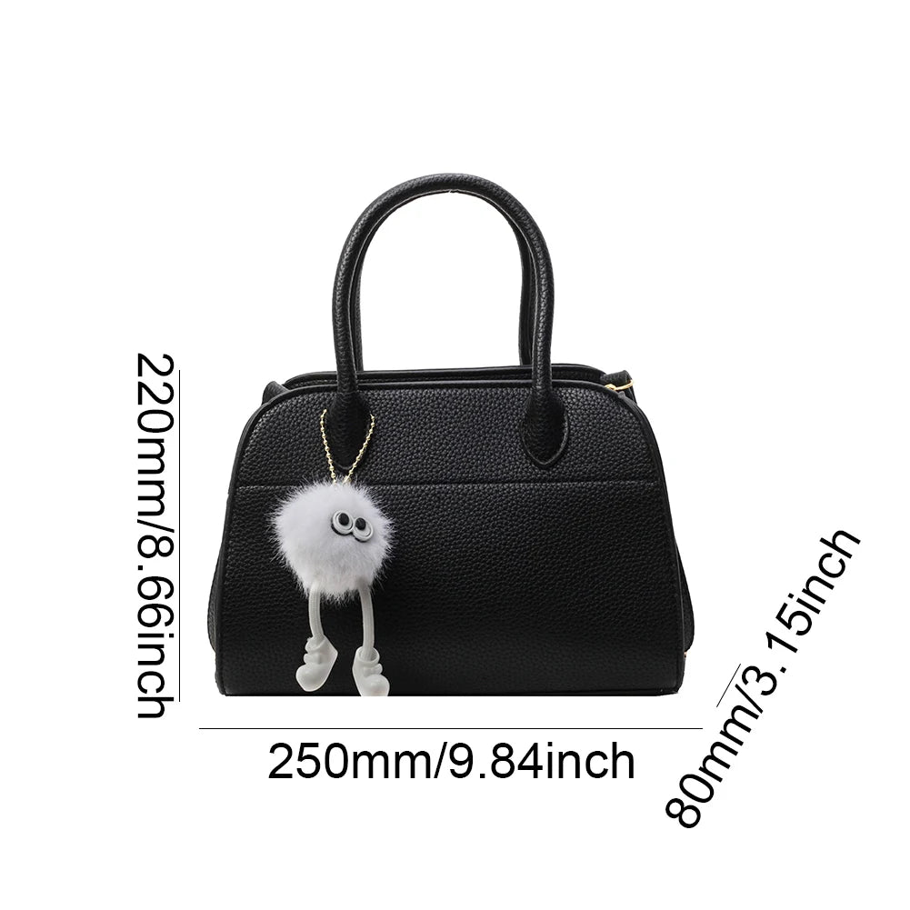 Fashion PU Leather Crossbody Bag High Quality Small Handbag Women Large Capacity Tote Bag with Pendant Solid Color Shoulder Bags