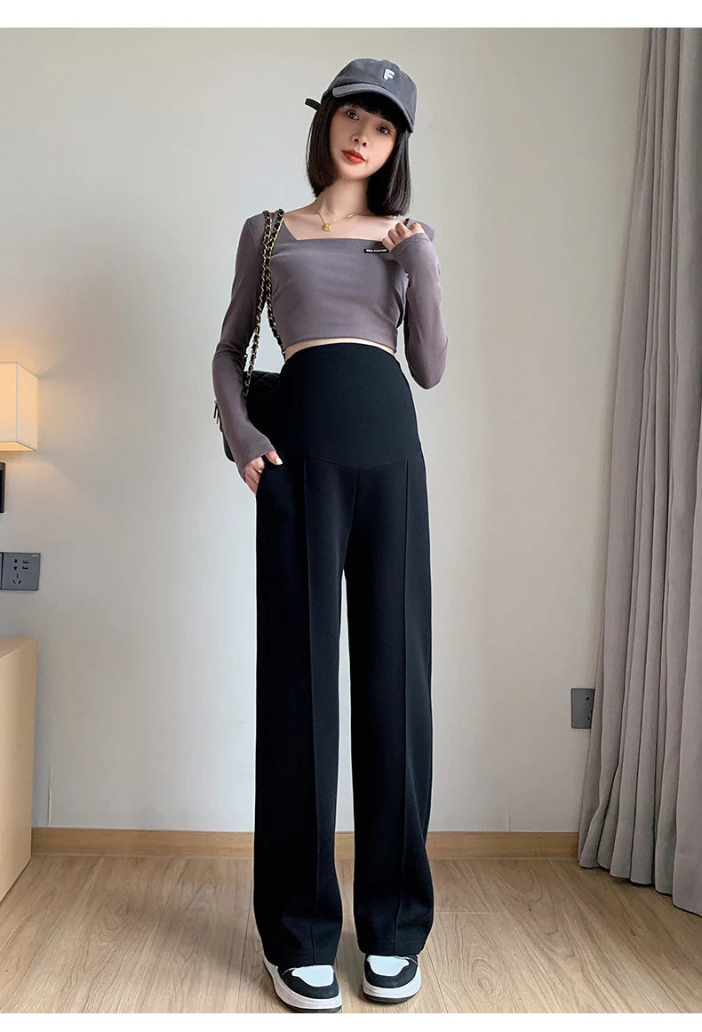 Maternity Long Straight Pants Wide Leg