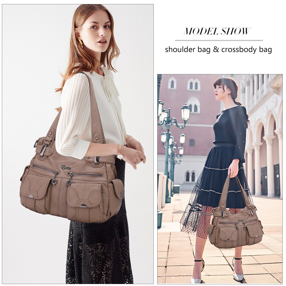 KL928 PU Leather Women Shoulder Bag Luxury Designer Tote Handbags Messenger Crossbody Bags Women's Large Capacity Shoulder Purse