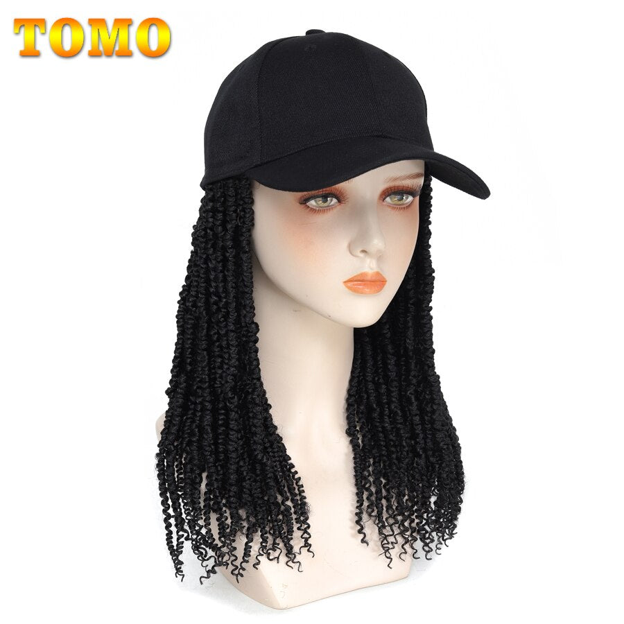 TOMO Baseball Wig Cap With Passion Twist Hair Adjustable Cap Synthetic Hair Extensions Fashion Baseball Hat Wig For Black Women