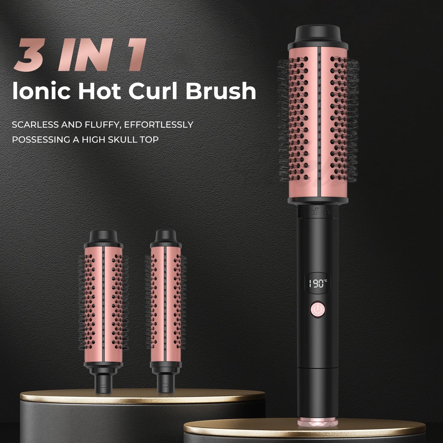 Heated Round Brush Portable Curling Iron