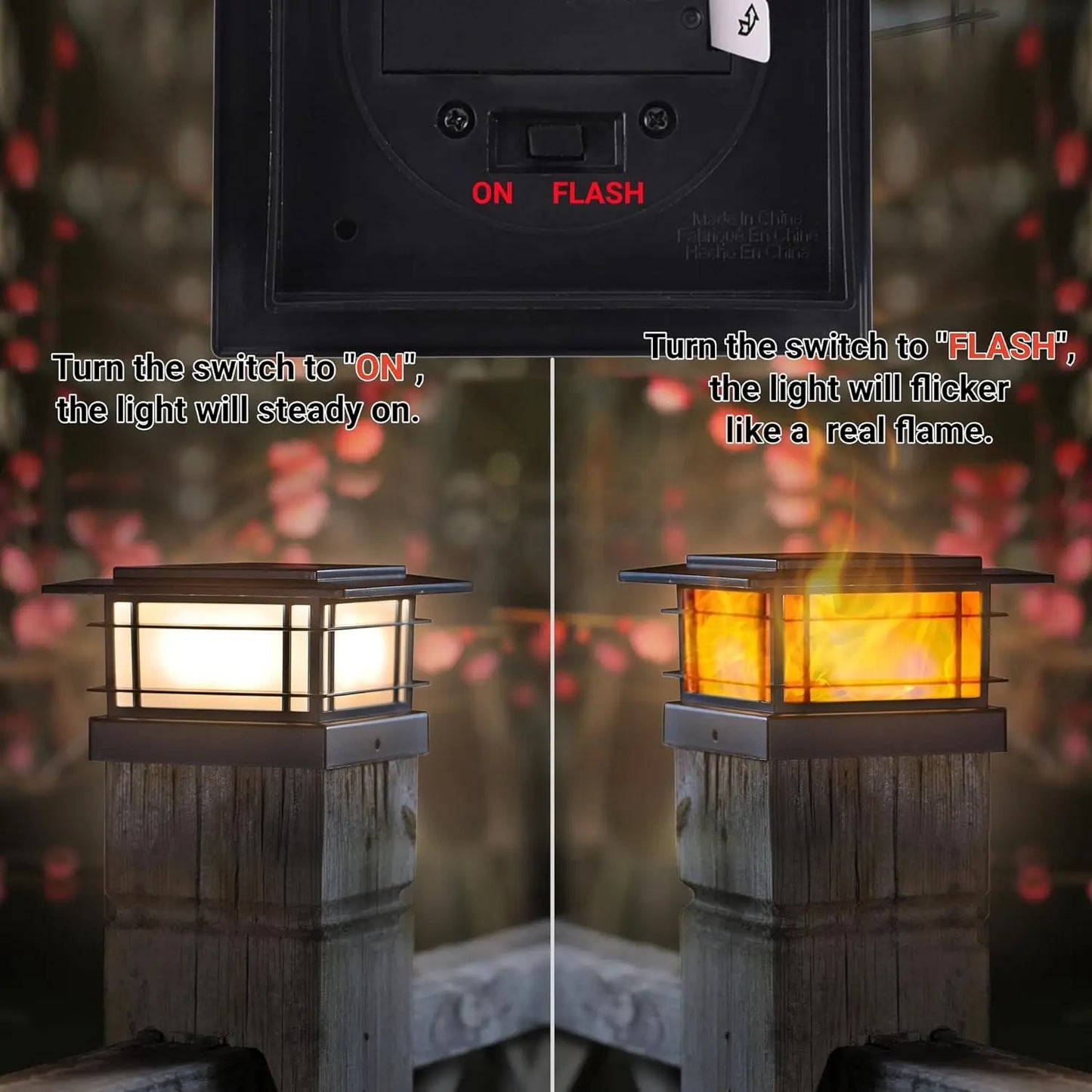 8 Pack Solar Flame Post Lights Outdoor