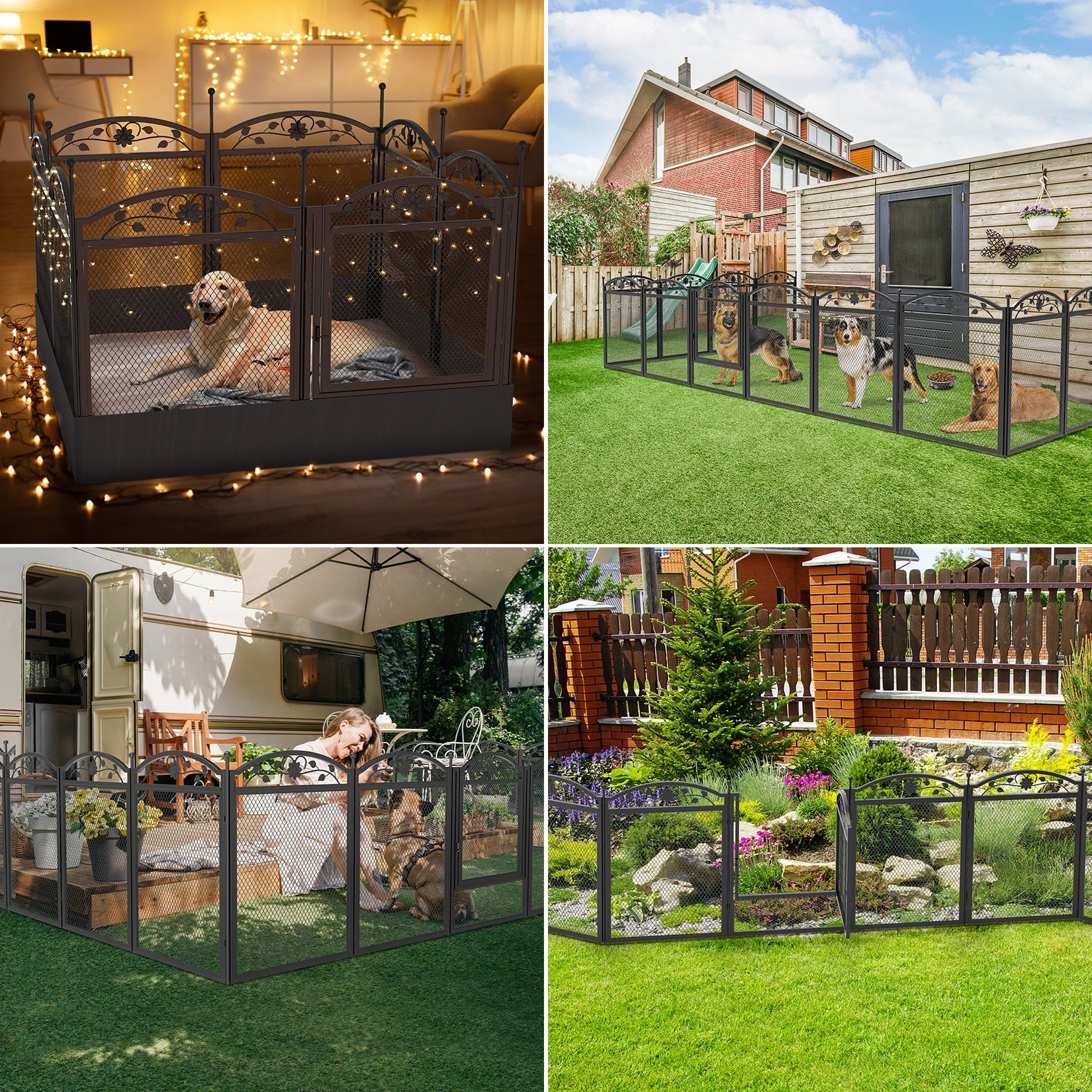 Dog Playpen Fence Detachable Play Pen Exercise Puppy Kennel Cage Dogs Supplies Dog Fences 8 Panels with Waterproof Fertility Pad - DJVWellnessandPets