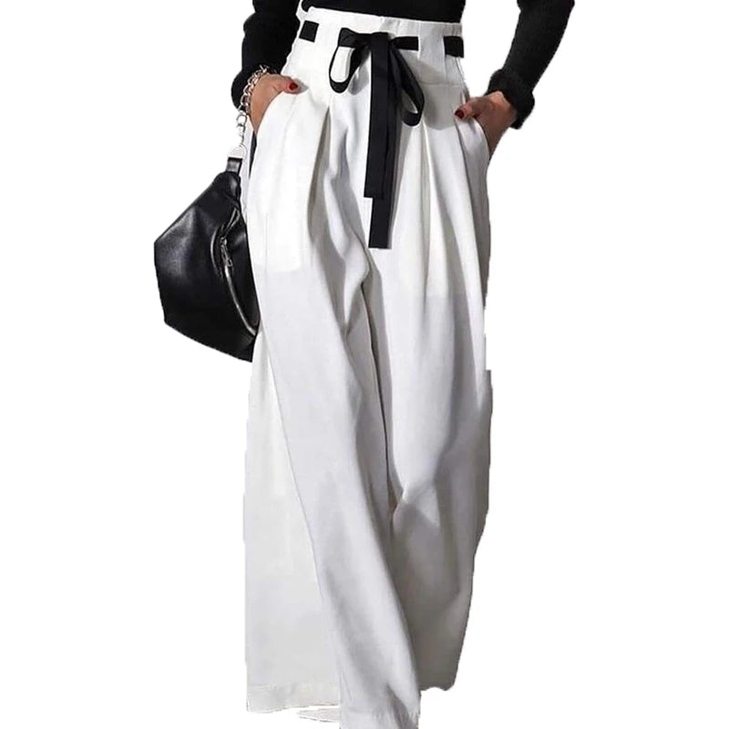 Uoozee Female High Waisted Loose Drawstring Pleated Pants