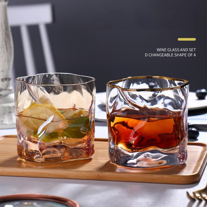 Twisted Whiskey Glass Cup Cocktail Glasses Bar Drinking Supplies  Transparent Irregular Beer Mug Cups Home Coffee Mug