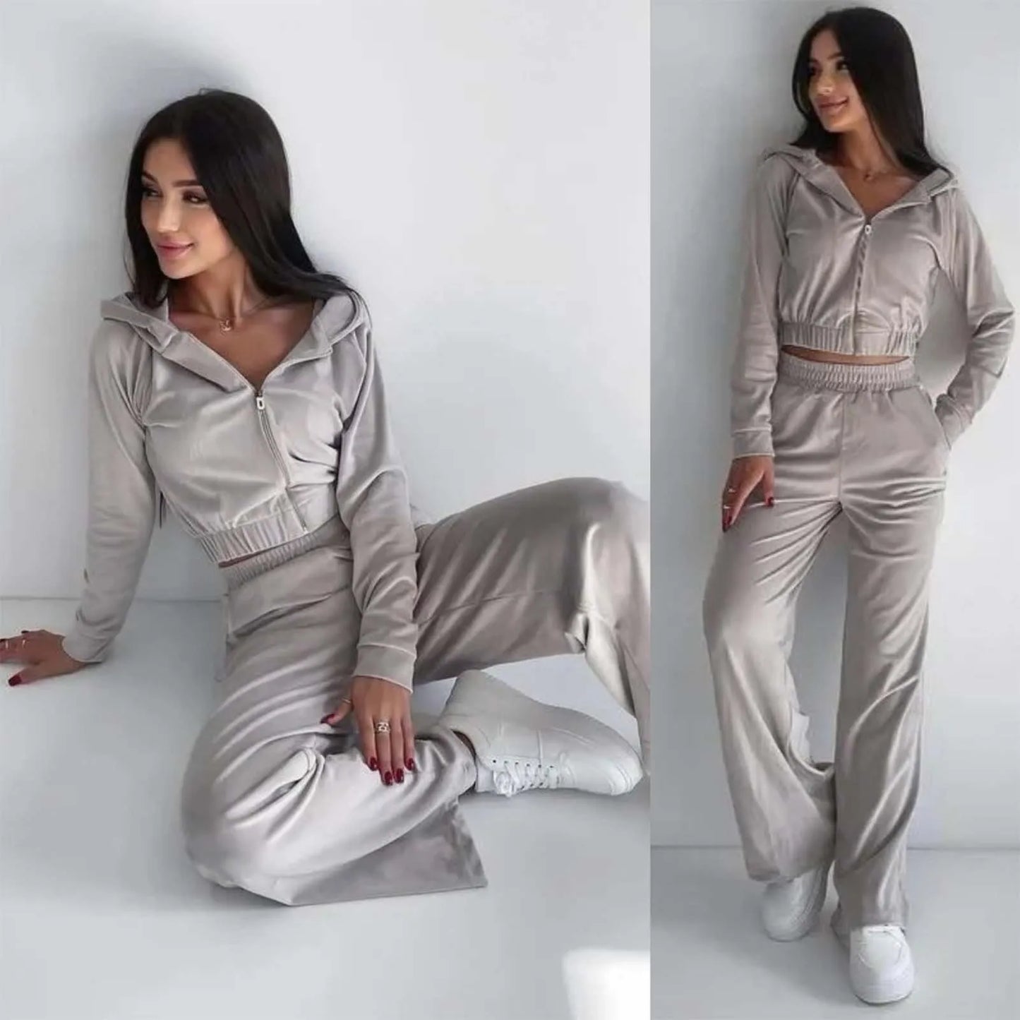 Two Pieces Set Women's Tracksuit Zip Up