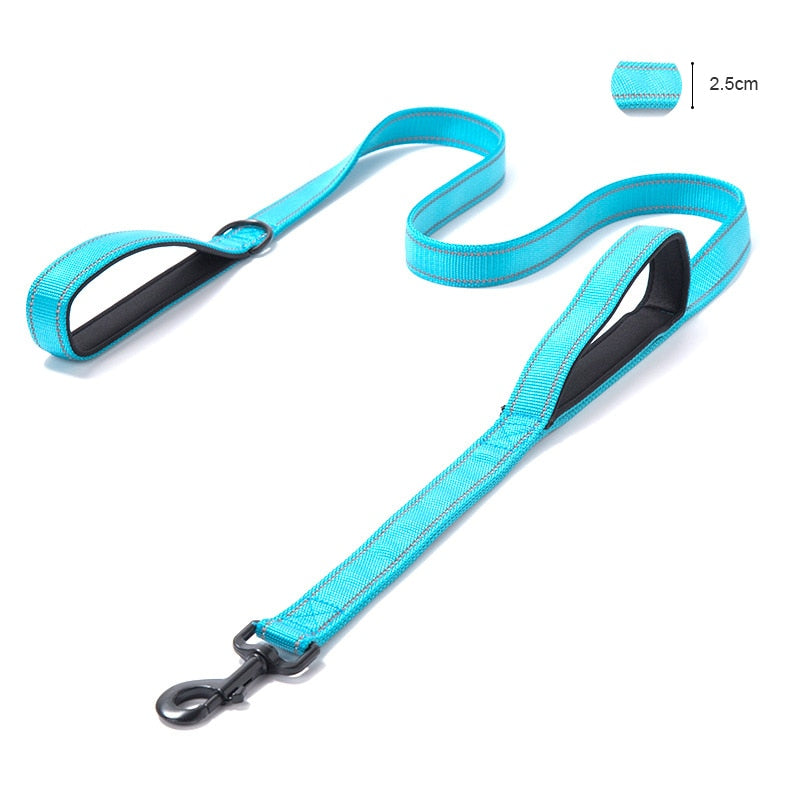 Dual Handle Dog Leash Reflective Padded Dog Leash Heavy Duty Lead Rope For Small Large Dogs Outdoors Trainning Running Pet Leash