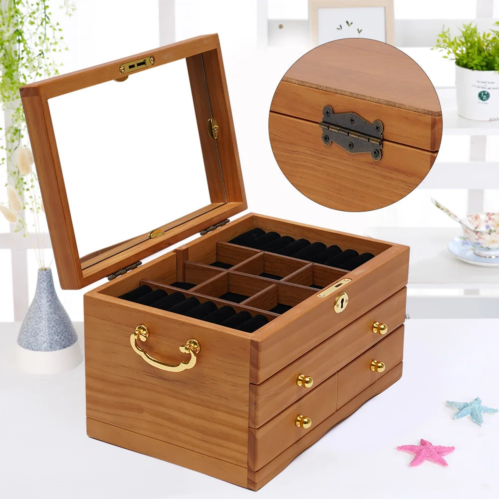 3 Layers Wooden Jewelry Storage Box