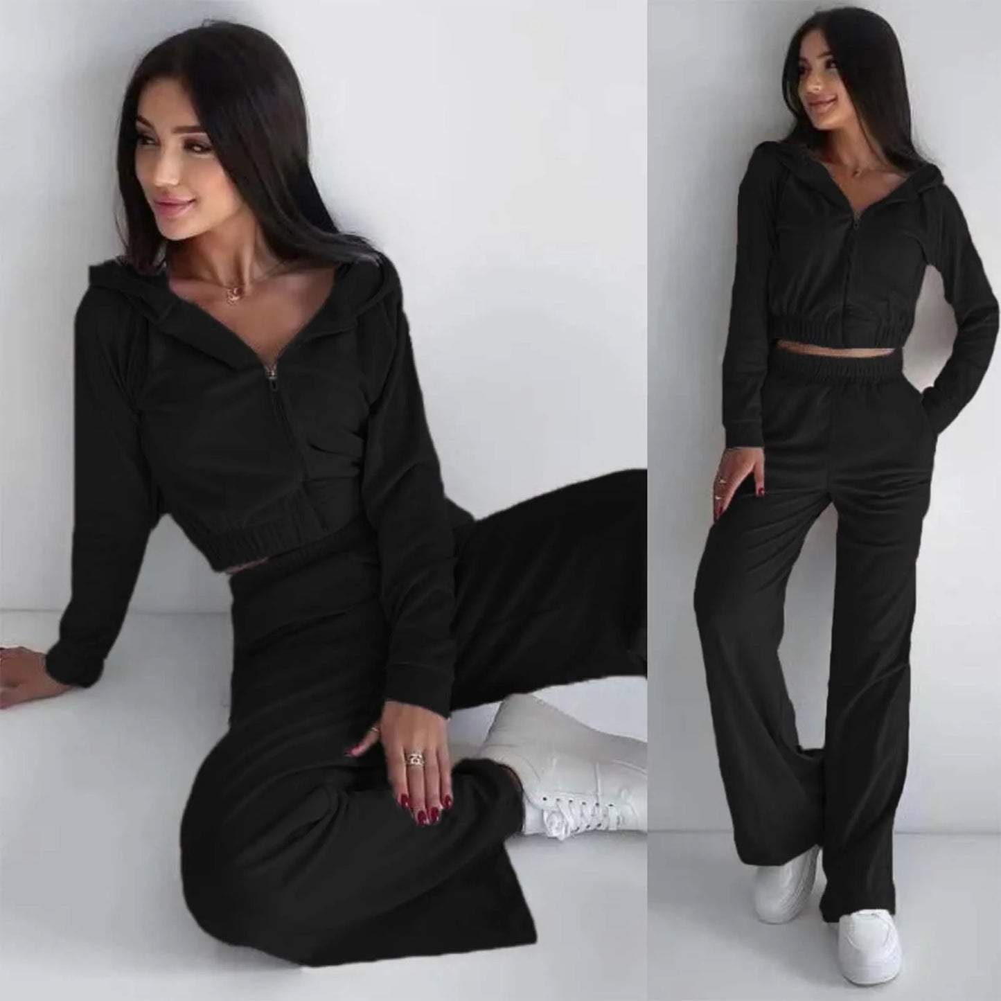 Two Pieces Set Women's Tracksuit Zip Up