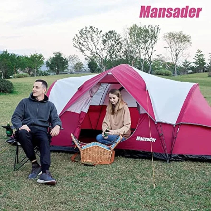 Mansader 6 Person Family Camping Tent,Waterproof Windproof with Top Rainfly,Easy Set Up,Up Tent