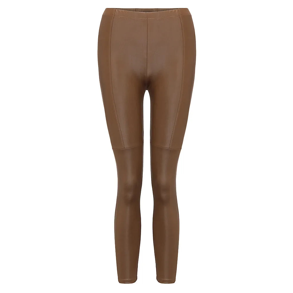 Leggings For Women Imitation Leather Spliced Leggings