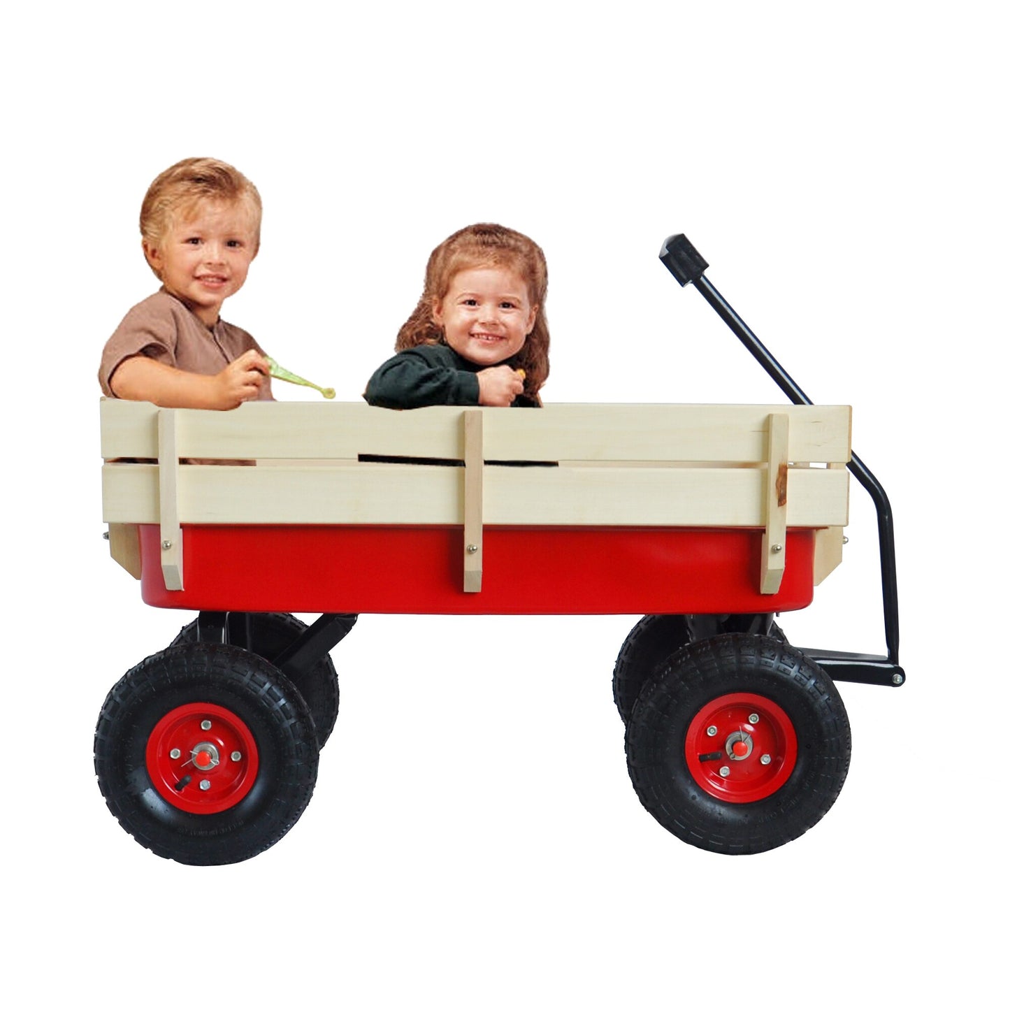 Tools Cart Wagon Cart Garden Cart Trucks Outdoor Wagon All Terrain Pulling w/Wood Railing Air Tires Children Kid Garden