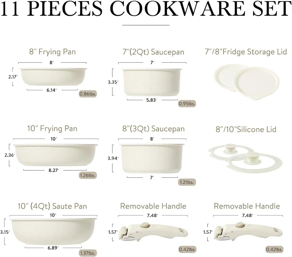 CAROTE 11pcs Set, Nonstick Cookware