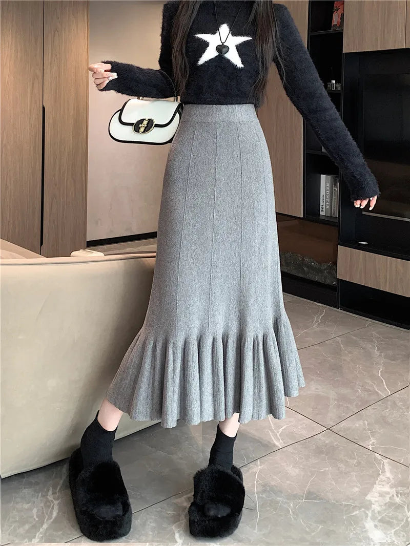 High Waist Slim Trumpet Mermaids Casual Elegant LeAnkle Skirts