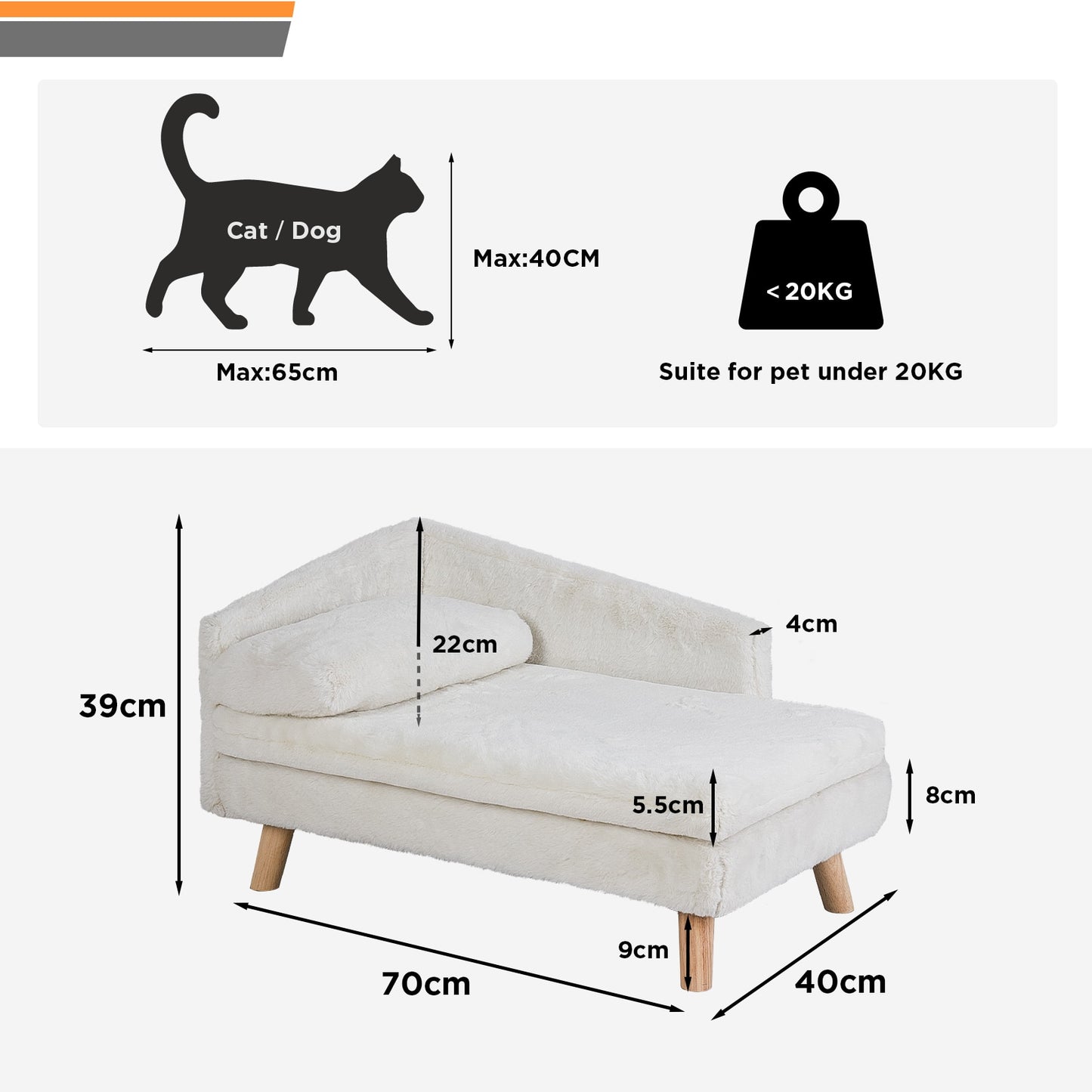 Waterproof Pet Sofa Dog Cat Bed Couch Raised Chair Lounger Plush Cover Cushion