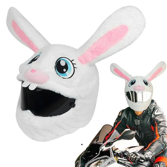 Motorcycle Helmet Covers Funny Animal Full Face Funny Cartoon Plush Helmet Protective Cover Hat With Crazy Large Flexible Ears