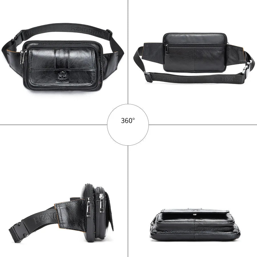 Luxury Brand Genuine leather Waist Bag Men Fanny Pack