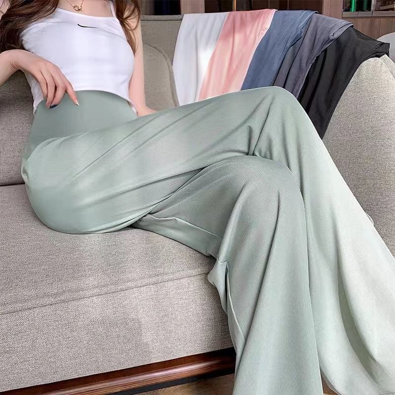 Pregnant Women's Trousers, Cool and Thin In Summer, Fashionable and New Loose Ice Silk Casual Pants, Wide Leg Pants