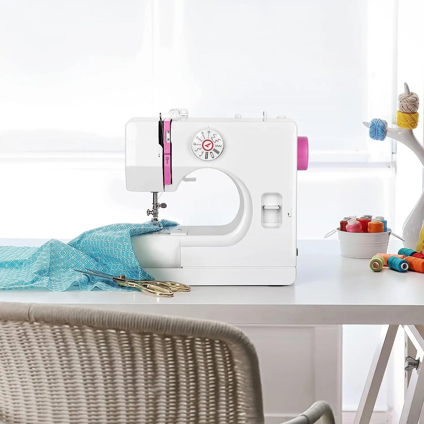 Mini Sewing Machine,Portable Household Crafting Mending Sewing Machine with 12 Built-In Stitches and Foot Pedal  for Beginners