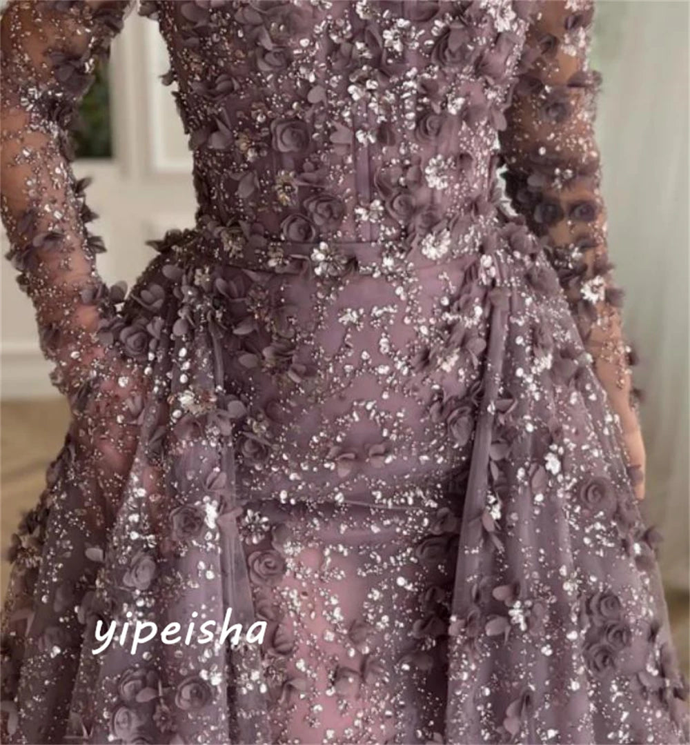 Prom Dress Intricate Sparkle Jewel Ball Gown Flower Sequins