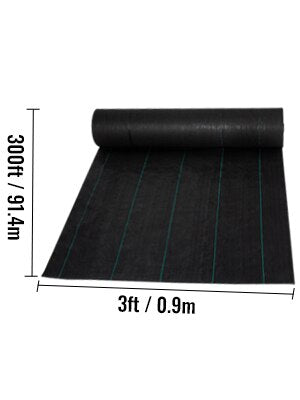 VEVOR Woven Ground Cover Weed Barrier 5.8/5oz Landscape Fabric 4&#39;x100&#39;/5&#39;x250&#39;/3&#39;x300&#39;/4&#39;x300&#39; Garden Mat Weed Control Fabric