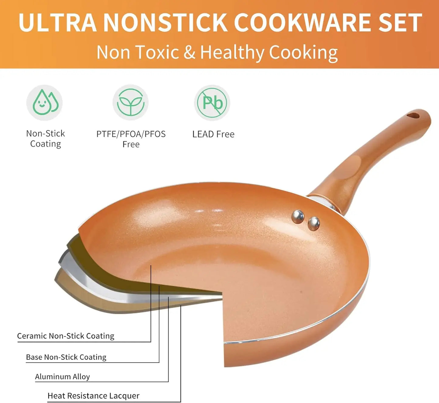 Pots and Pans Set Ultra Nonstick, Pre-Installed 11pcs