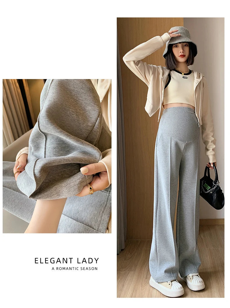 Maternity Long Straight Pants Wide Leg