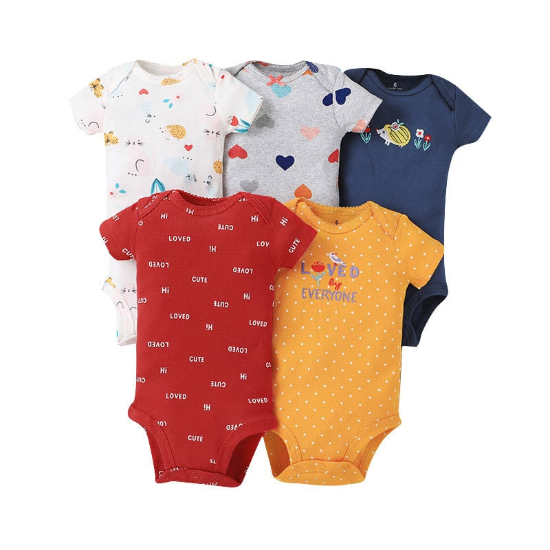 5PCS/Lot Baby Boys Girls Bodysuits 100% Cotton Short Sleeves Kids Clothes 6-24 Month Newborn Baby Clothing bebe Jumpsuit