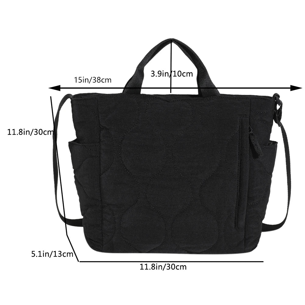 Winter Nylon Padding Women Shoulder Bag Large Capacity Soft Crossbody Bag Ladies Casual Commuting Satchel Bag Solid Tote Handbag