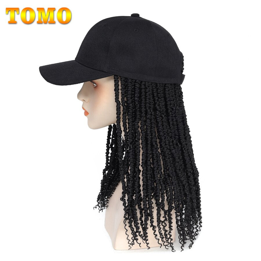 TOMO Baseball Wig Cap With Passion Twist Hair Adjustable Cap Synthetic Hair Extensions Fashion Baseball Hat Wig For Black Women