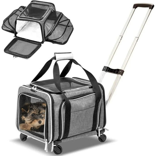 Airline Approved Pet Carrier on Wheels, Two-Sided