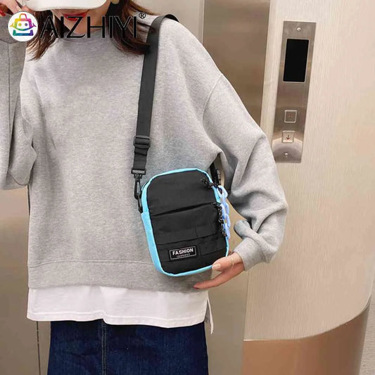 Women Sports Casual Zipper Small Satchel Pouch Fashion Exquisite Shopping Bag Hit Color Phone Crossbody Shoulder Bag Portable