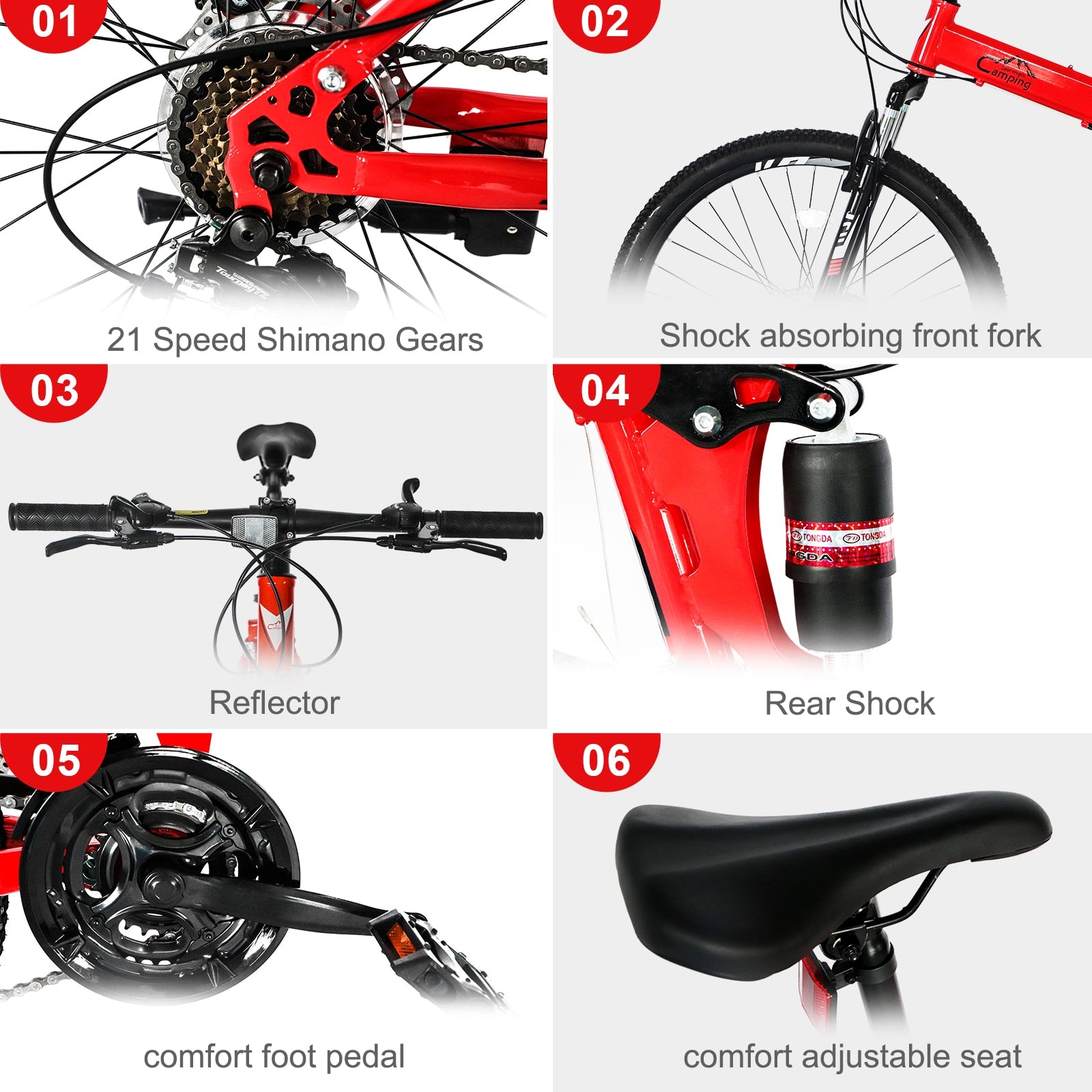 21 Speeds 26&#39;&#39; Foldable Bicycle Mountain Bike High Carbon Steel Road Bike Double Disc Brake Land Rover Cycling 100kg For Shimano - DJVWellnessandPets