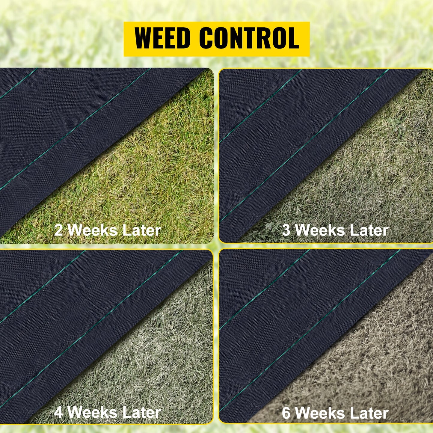 VEVOR Woven Ground Cover Weed Barrier 5.8/5oz Landscape Fabric 4&#39;x100&#39;/5&#39;x250&#39;/3&#39;x300&#39;/4&#39;x300&#39; Garden Mat Weed Control Fabric