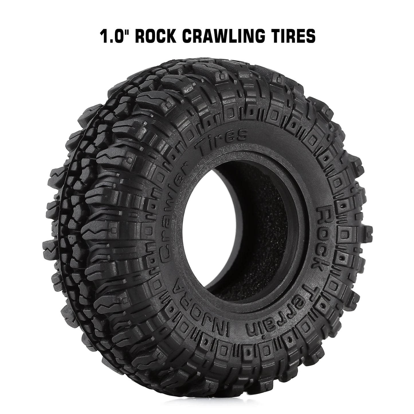 INJORA 1.0" Soft Rubber Wheel Tires 56*22mm Rock Terrain for 1/18 1/24 RC Crawler Car Axial SCX24 TRX4M AX24 (T1005)