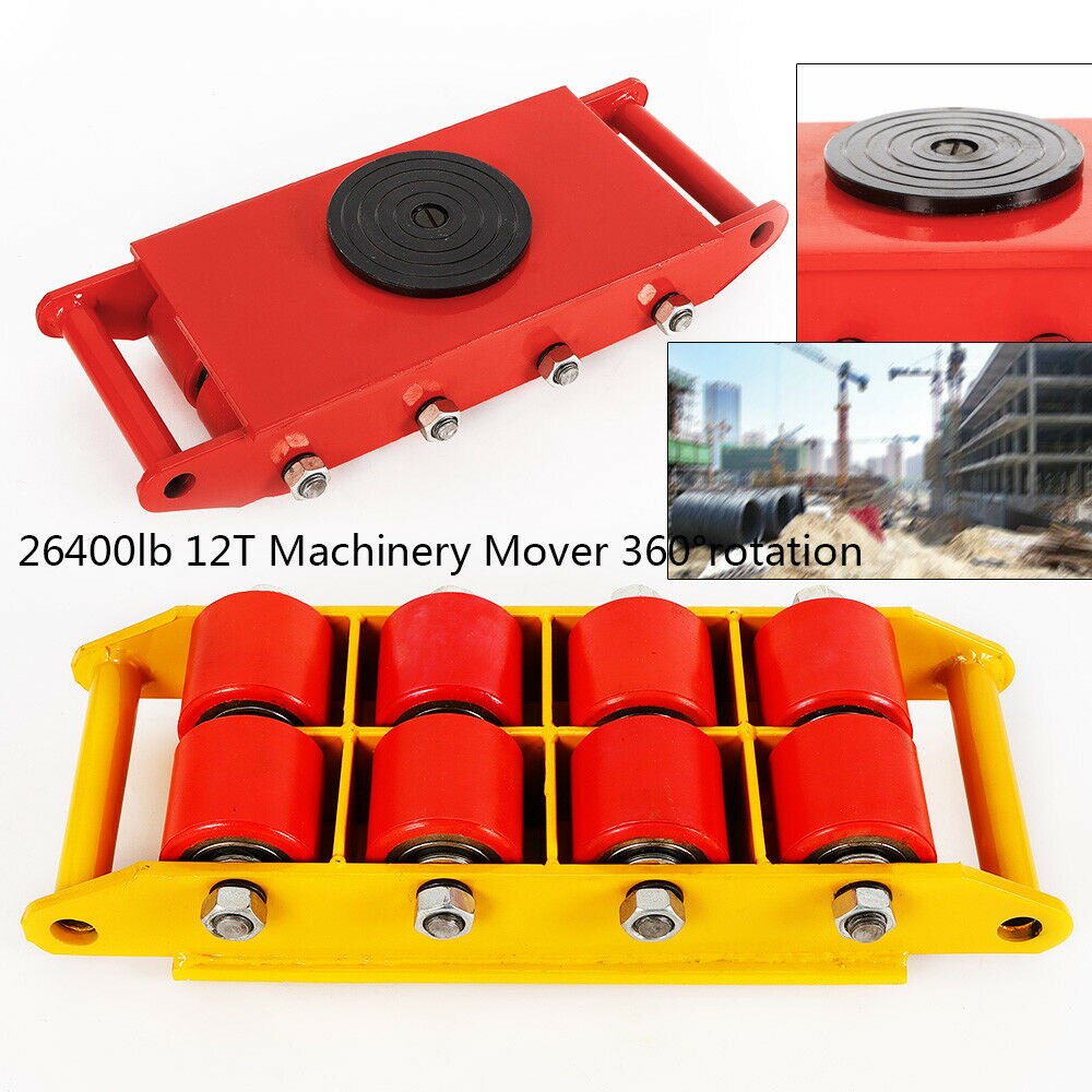 8t/12t Dolly Skateboard Mechanical Roller Industrial Machinery Power Generation Heavy Cargo Trolley Skate 360° Swivel Cap - DJVWellnessandPets