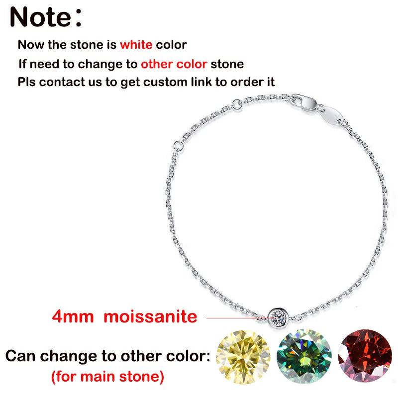 TFGLBU 0.3CT Moissanite Bubble Bracelet for Women White Gold Bangle Adjustable Chain Dating S925 Sterling Silver Free Shipping