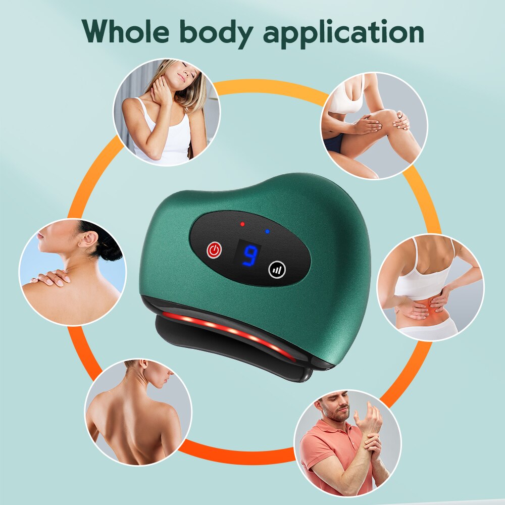 Electric GuaSha Massager Hot Stone Heating Vibration Scraping Fat Burning Neck Massage Face Skin Lifting Removal Wrinkle Tools